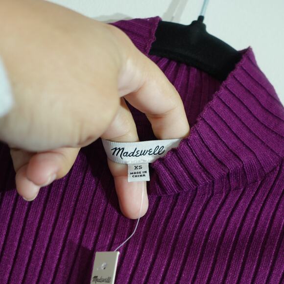 NWT Madewell Purple Stretchy Sleeveless Ribbed Mock Turtleneck Women's Size XS - Picture 3 of 7